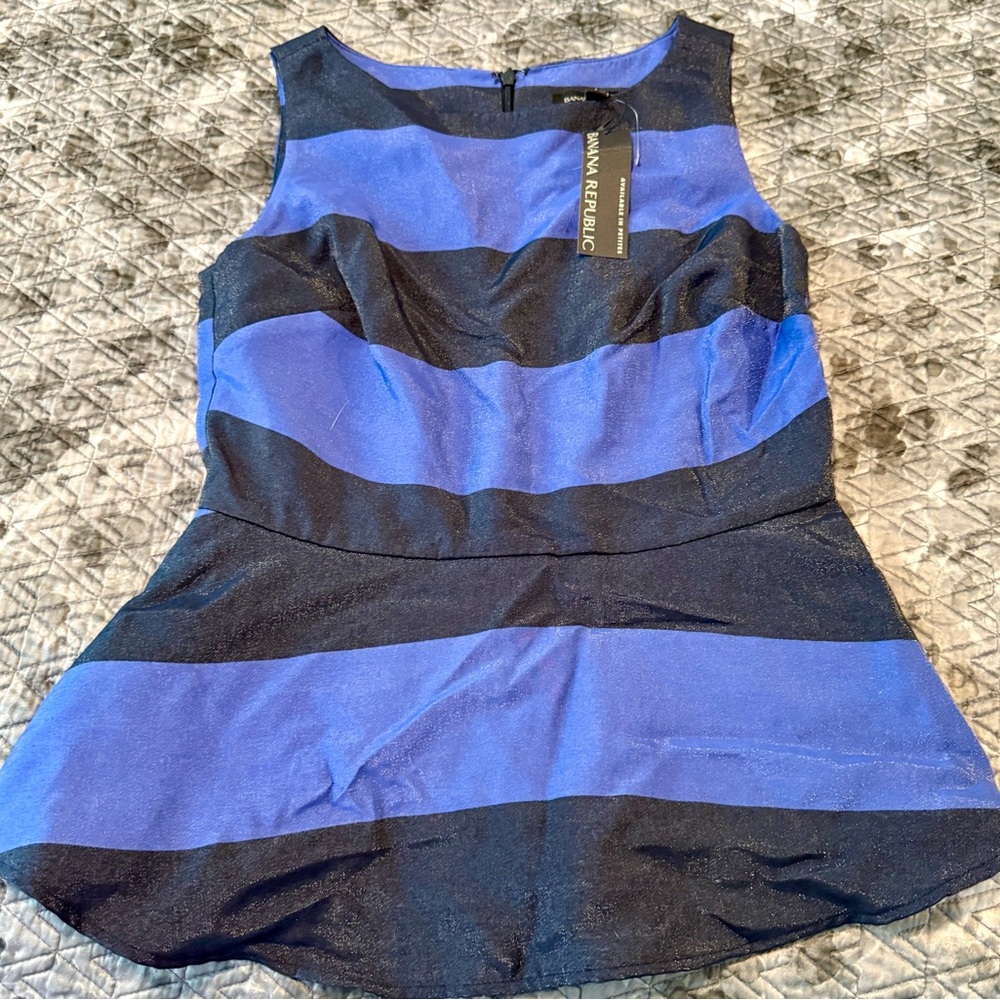 Banana Republic Blue and Black Striped Peplum
Style top